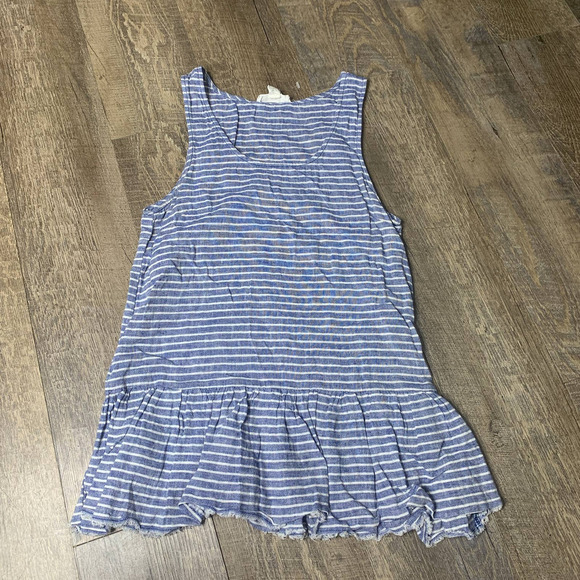 Beachlunchlounge Womens Blouse Top Size XS Blue Chambray Striped Linen Blend‎ - Picture 1 of 6